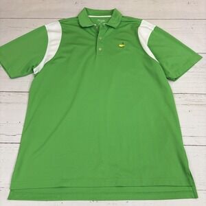 Masters Tech Polo Shirt Mens L Green Colorblock Golf Performance Embroidered